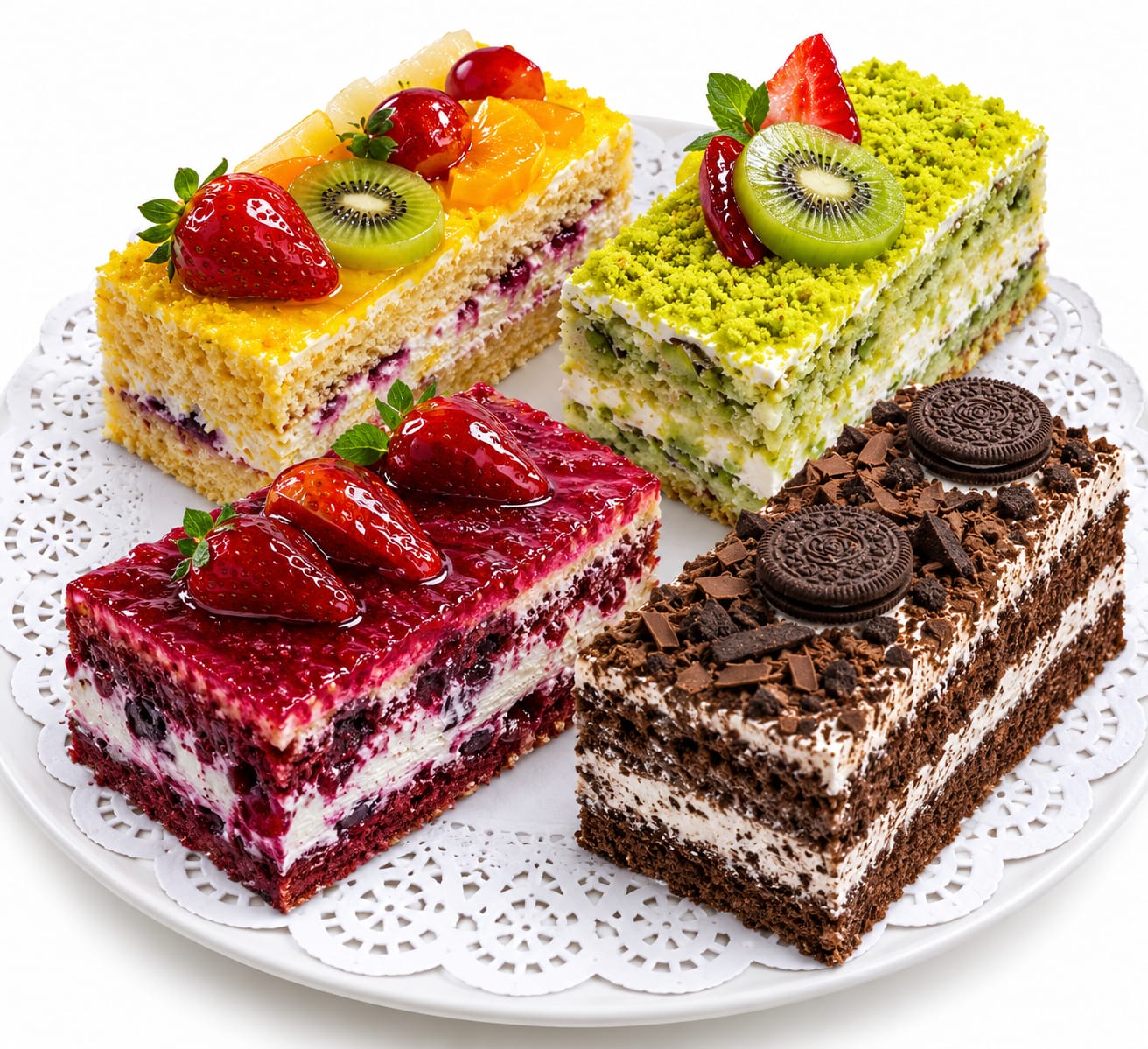 Porciones de torta variadas